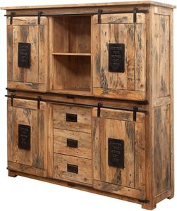 MASSIVMOEBEL24 Highboard Mango 150x45x160 natur lackiert RAILWAY #125