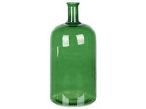 BELIANI Blumenvase Grün 45 cm aus Glas mit glänzender Oberfläche Wohnartikel Wohnung Zubehör Dekogefäß Rund Modern Glamourös