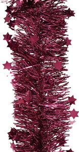Weihnachtsgirlande Lametta mit Sternen 9cm x 2,7m - Granatapfel