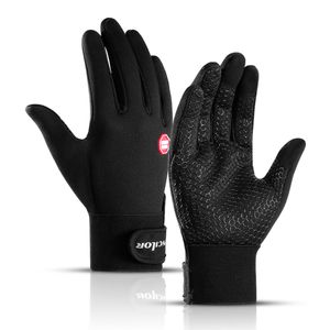 Abtel Winter Warm Radfahren Ski Outdoor Handschuhe Touchscreen Wasserdichte winddichte Fäustlinge,Farbe: Schwarz,Größe:M