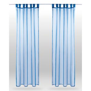 2er Pack Gardine Transparent Noella Schlaufen, Größe: 140 x 245cm (Blau)