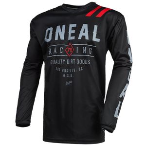 O'Neal Motorrad Jersey, MX MTB Cross Shirt - ELEMENT Jersey DIRT black/gray - Schwarz Grau, gepolsterte Ellenbogen,  S - XXL, Größe:XXL