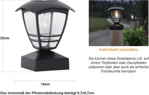 Filament LED Solarleuchte FELIX Pfostenleuchte warmweiß 20x14cm außen 481-24