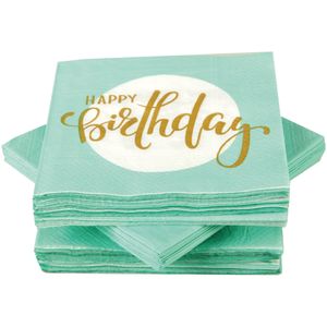 Servietten im praktischen 100er Pack ( 5x20 ) 33 x 33 cm, 3-lagig, 1/4 Falz - mit Motiv ( Happy Birthday ) - FSC-Zertifizierte Mundtücher