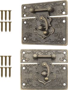 'FUXXER® - 2x Antike Verschlüsse, Rast-Haken, Schloss, Bronze Eisen Design, Beschläge für Truhen Kist'
