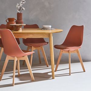 sweeek - Skandinavischer Stuhl mit Holzbeinen (Satz von 4) - Terrakotta