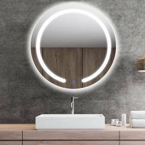 COSTWAY φ49,5 cm okrúhle zrkadlo LED, kúpeľňové zrkadlo s 3 teplotami farieb, stmievateľné nástenné zrkadlo do kúpeľne, jednoduchá montáž