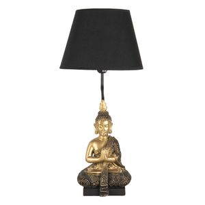 Clayre & Eef Tischlampe Ø 28x60 cm  Goldfarbig Schwarz Kunststoff