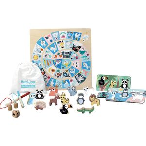 Holzspielset 5 in 1 für Kinder – Thema Wilde Tiere