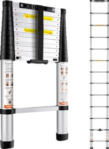 Drabina teleskopowa VEVOR Drabina przystawna 3,8 m pojedyncza Drabina wysuwana Udźwig 170 kg