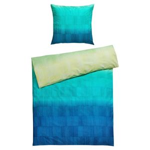 Satin-Bettwäsche - Blau - Grün - 135 x 200 cm - Baumwolle - mit Reißverschluss