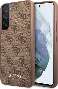 Guess 4G Metal Gold Logo - pouzdro pro Samsung Galaxy S22 (hnědé)