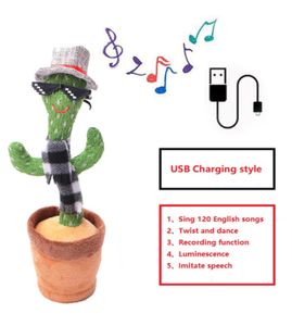 Sprechender Kaktus Plüsch-Spielzeug,Tanzendes und Singender Kaktus, Elektronische Sprechende Aufzeichnung Interaktives Spielzeug für Babys USB Aufladung