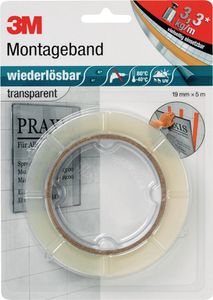 3M Scotch Montageband "wiederlösbar" 19 mm x 5 m transparent