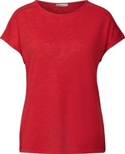 Street One Rundhalsshirt 'Shirt mit Spitzendetail', A323146, glory red, Gr. 40