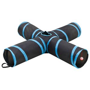 vidaXL Tunel pro kočky 4cestný černo-modrý 132 cm Polyester