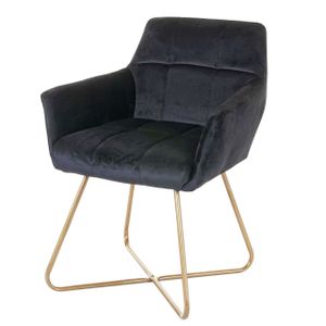 Jídelní židle HWC-F37, židle kuchyňská židle, retro design samet zlaté nohy  černá