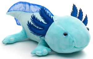 Uni-Toys - Axolotl (hellblau) - Leuchtet im Dunkeln (fluoreszierender Plüsch) - 32 cm (Länge) - Plüsch-Wassertier - Plüschtier, Kuscheltier