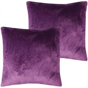 Kissenhülle Kuschel "Celina" 2er Pack, in der Größe "50 x 50cm" - Violett - Kissenbezug mit Reißverschluss
