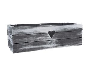 Dřevěný truhlík šedý srdce 60 cm