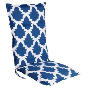 Universal Hochlehner Auflage - Sylt - Garten Stuhl Polster Sitz Kissen mit blau-weißem Muster
