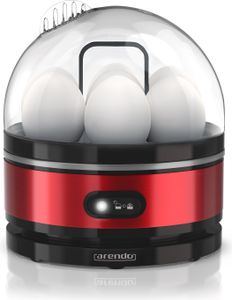 Arendo Eierkocher für 7 Eier, 400W, 7-fach, Edelstahl, Warmhaltefunktion, Härtegrad einstellbar, rot