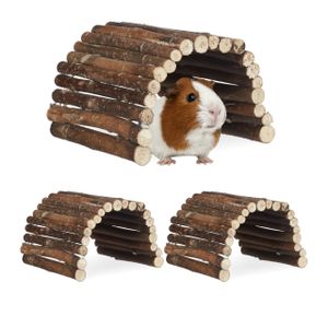 relaxdays 3 x Nagerbrücke Holz für Kleintiere