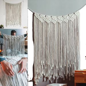 Macrame tapiséria na stenu, ručne tkaná, boho dekorácie do domácnosti, béžová