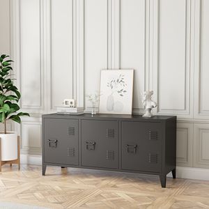 Fernsehschrank ‘Kotka’ mit 3 Türen Metall 113 x 40 x 58 cm Schwarz