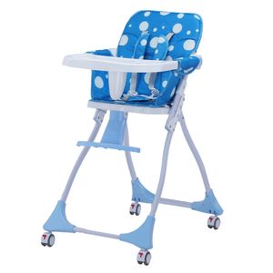 Baby-Hochstuhl | Kinderstuhl | Hochstuhl | Klappbar | Rollbar | Mit Tablett | Abwaschbarer Bezug | Blau