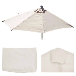 Ersatz-Bezug für Sonnenschirm halbrund Parla, Sonnenschirmbezug Ersatzbezug, 270cm Stoff/Textil UV 50+ 3kg  creme