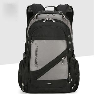 Herren Verstellbare Riemen-Rucksack-Schule Reißverschluss Daypack Wasserdichte Multi-Taschen Rucksack, Farbe: Grau, Größe: 17 Zoll