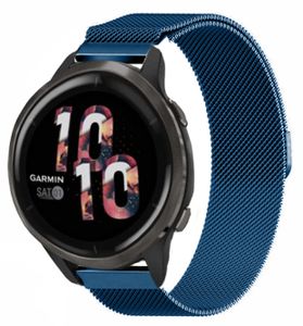 Strap-it Milanese Armband - Kompatibel mit Garmin Venu 2 Armband 45mm - Hochwertiges Material -Edelstahl Magnetische verschluss für Armband Blau 22mm smartwatch