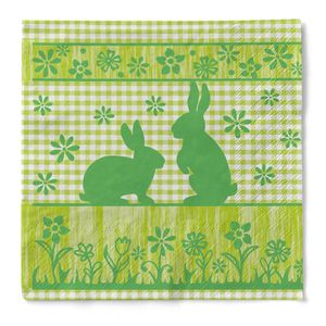 Sovie HORECA Serviette Joni-Rabbits in Grün aus Tissue 33 x 33 cm, 3-lagig, 100 Stück - Ostern