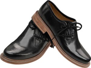 Haferlschuhe mit Ledersohle Trachtenschuhe Schuhplattler Tanz schuhe, Schuhgröße:42, Farbe:Schwarz