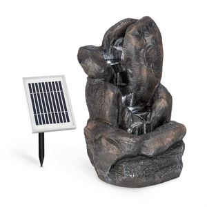 Blumfeldt Felsquell - Solárna kaskádová fontána, LED, 2000 mAh, tmavostrieborná