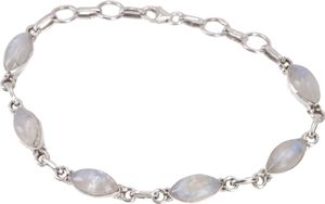 Indisches Boho Silber Armband - Mondstein, SterlingSilber, 20*1 cm, Armreifen & Armbänder aus Silber