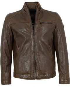 Milestone - Herren Lederjacke Lammnappa robust braun : 58