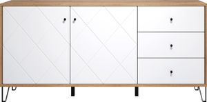 trendteam Wohnen Sideboard Touch Artisan Eiche Melamin/Weiß Matt Tiefzieh 183 x 76 x 40 cm