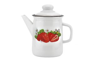 Erdbeeren Emaille Kaffeekanne 2 Liter / Retro Nostalgie Geschirr