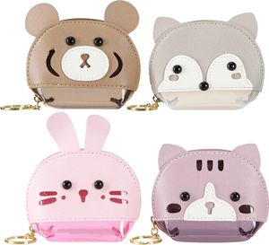 Schlüsselanhänger Portemonnaie Kinder Geldbeutel 11cm 4St im Kawaii-Stil - Tier-Motive: Katze, Bär, Fuchs, Hase