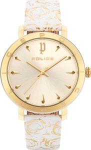 Police Bílé kožené hodinky se zlatým ciferníkem 36 mm