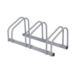 Wiltec Fahrradständer für 3 Fahrräder 70,5x33x27cm grau pulverbeschichteter Stahl und für Bodenmontage geeignet Reihenparker Fahrradbügel