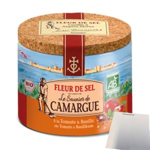 La Saunier de Camargue Fleur de Sel mit Tomate Basilikum(1x125g Packung) + usy Block