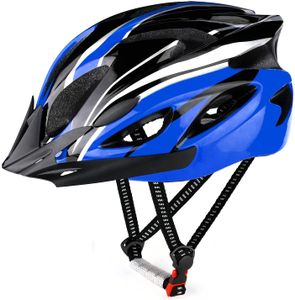 Fahrradhelm für Erwachsene Männer Frauen, EPS-Körper + PC-Schale, MTB-Mountainbike-Helm mit abnehmbarem Visier und Polsterung, verstellbarer Fahrradhelm  L/XL 57 - 63 cm, Schwarz+Blau