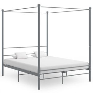 "2024"Modernen Himmelbett Grau Metall 160x200 cm Klassische Betten