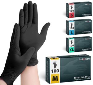 KOTARBAU® 100 kusů krabice jednorázové rukavice nitrilové rukavice jednorázové rukavice M černé rukavice jednorázové gumové rukavice ochranné rukavice dílenské příslušenství rukavice na vaření Rukavice na vaření