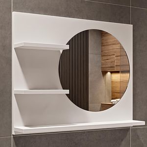 Wandspiegel 60 cm x 50 cm Badspiegel mit Ablage Weiß Spiegel Rechts