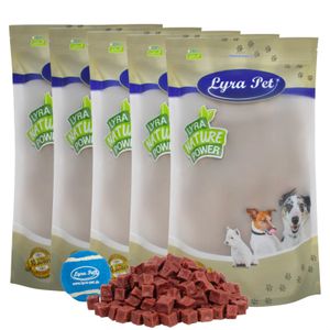 5 kg Lyra Pet® Pferdefleischwürfel + Tennis Ball