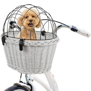 Fahrrad Weidenkorb Vorne Hundefahrradkorb mit Eisenrahmen bis 10 kg Einkaufskorb Weiß 23972